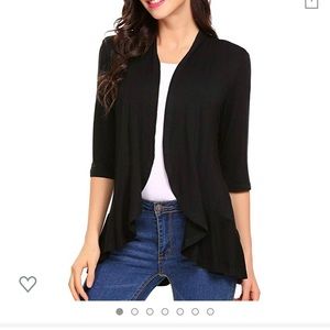 Black Front Draped Lightweight Cardigan M